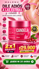 2X1 SOLO HOY  CANDELA – Crema Corporal Reductora de Estrías y Celulitis