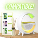 Lampara G Inteligente Cargador Reloj Altavoz Radio Luz Color